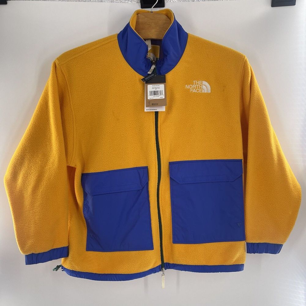 The North Face Mens XXL Gold COLOR BLOCK Full Zip Soft Fleece Jacket RARE - NEW! - Picture 3 of 8